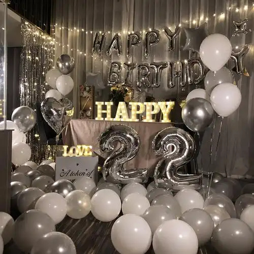 生日快乐派对趴体女孩男生惊喜场景布置背景墙气球男朋友装饰用品