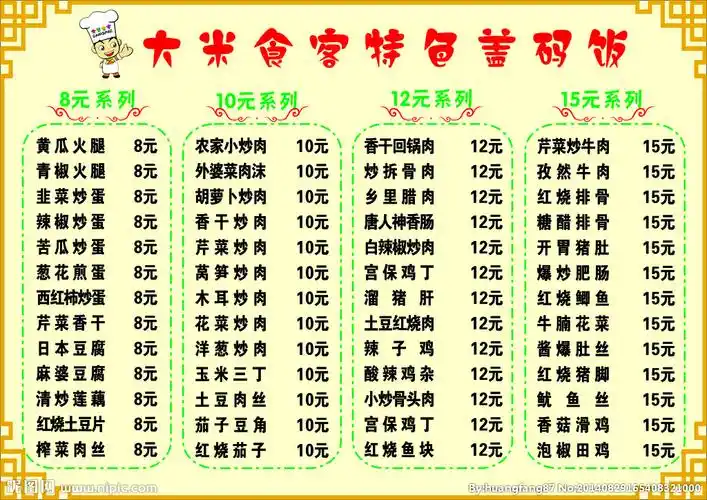 特色盖码饭菜单图片