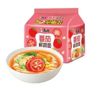 康师傅高汤番茄鲜蔬面101克*5袋五连包量版装泡面速食面油炸宽面