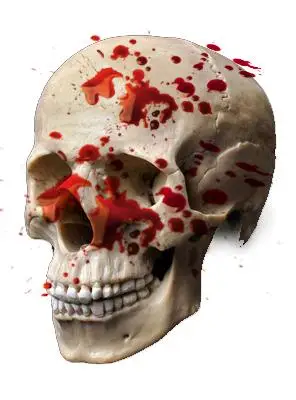 求ps大神帮忙,把那个滴血的图片覆盖在骷髅图片上,形成一个骷髅上有血