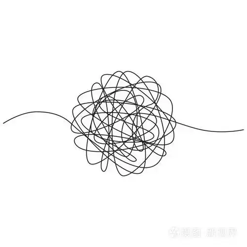 手画的缠绕线. 素描球形抽象涂鸦形状. 白色背景下分离的矢量插图