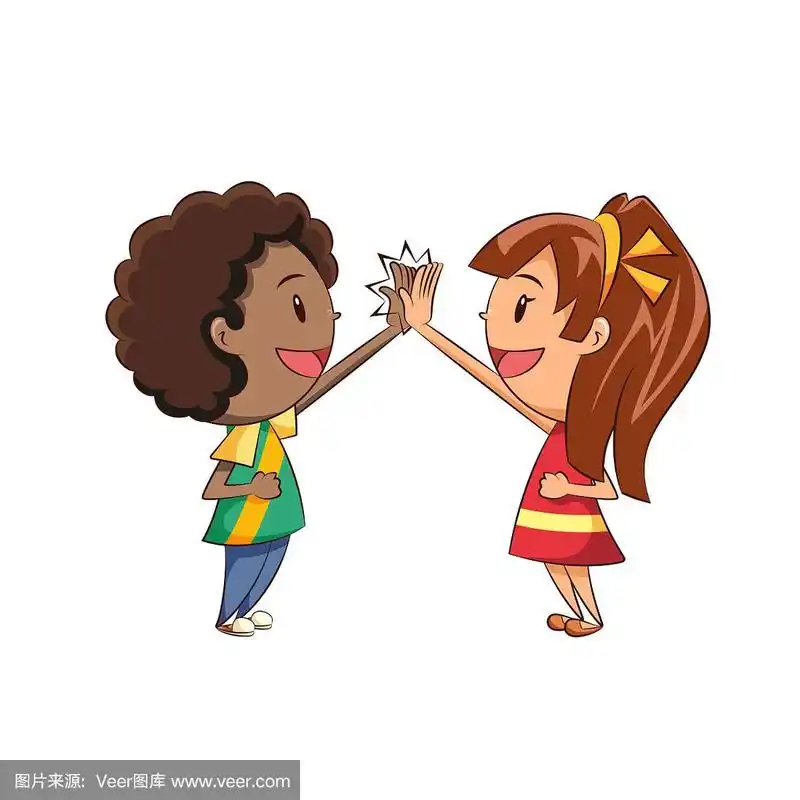 男孩和女孩击掌