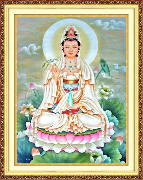 精准印花十字绣批发 坐莲观音滴水观音菩萨宗教人物客厅佛像观音