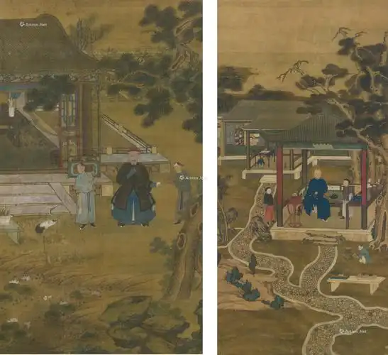 两幅) 镜框 设色绢本】拍卖品_图片_价格_鉴赏_绘画_雅昌艺术品拍卖网