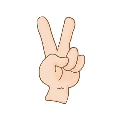 手绘剪刀手卡通开心手势图标志元素材料剪刀手势元素