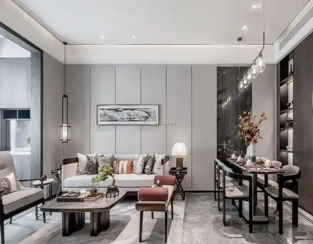 深圳新中式风格房子客餐厅装修设计图_装信通网效果图