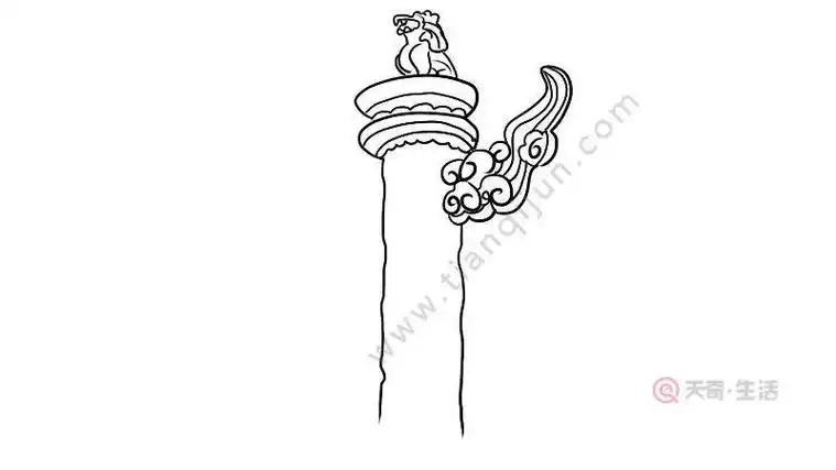 中华柱简笔画中华柱的画法九龙柱简笔画龙柱的简笔画龙柱的简笔画怎么