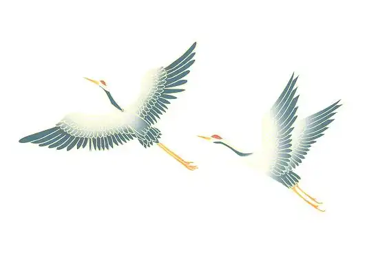 绿色手绘国潮古风中国风仙鹤飞鹤元素png素材