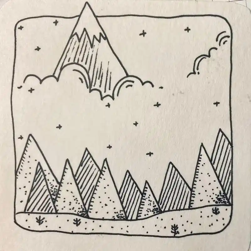 分享一组超治愈的黑白风景简笔画.#图文 #简笔画 #临摹 # - 抖音