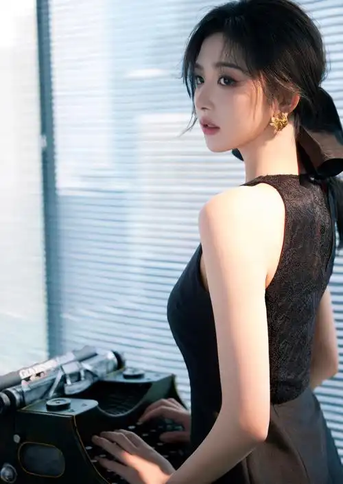 孔雪儿穿优雅小黑裙 侧颜精致迷人 - 沐风文化