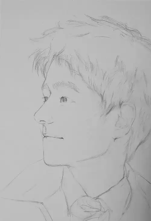 又一幅刘昊然 () 终于画完了 全部都是用彩铅,头发和背景好麻烦哦