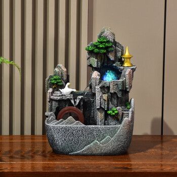 汇鑫泉运通假山流水喷泉风水轮桌面小型水景装饰摆件夏季空调伴侣