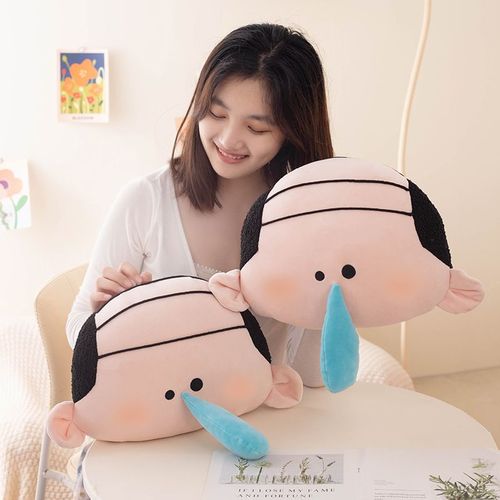 网红秃顶老头抱枕鼻涕靠垫可爱沙发抱枕客厅靠枕毛绒玩具搞怪娃娃