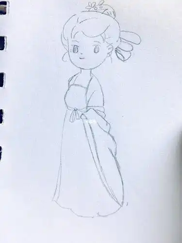 今日简笔画96中国汉服小姐姐02有线稿简笔画汉服手绘画画