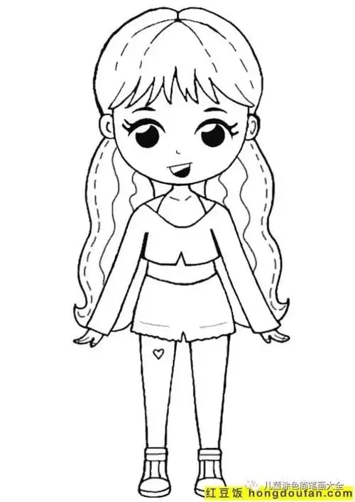 女孩画法可爱(109张超极简案的q版娃娃小女生小姐姐卡通涂色简笔画)