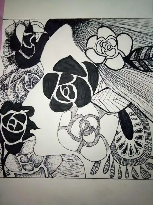 人物黑白装饰画