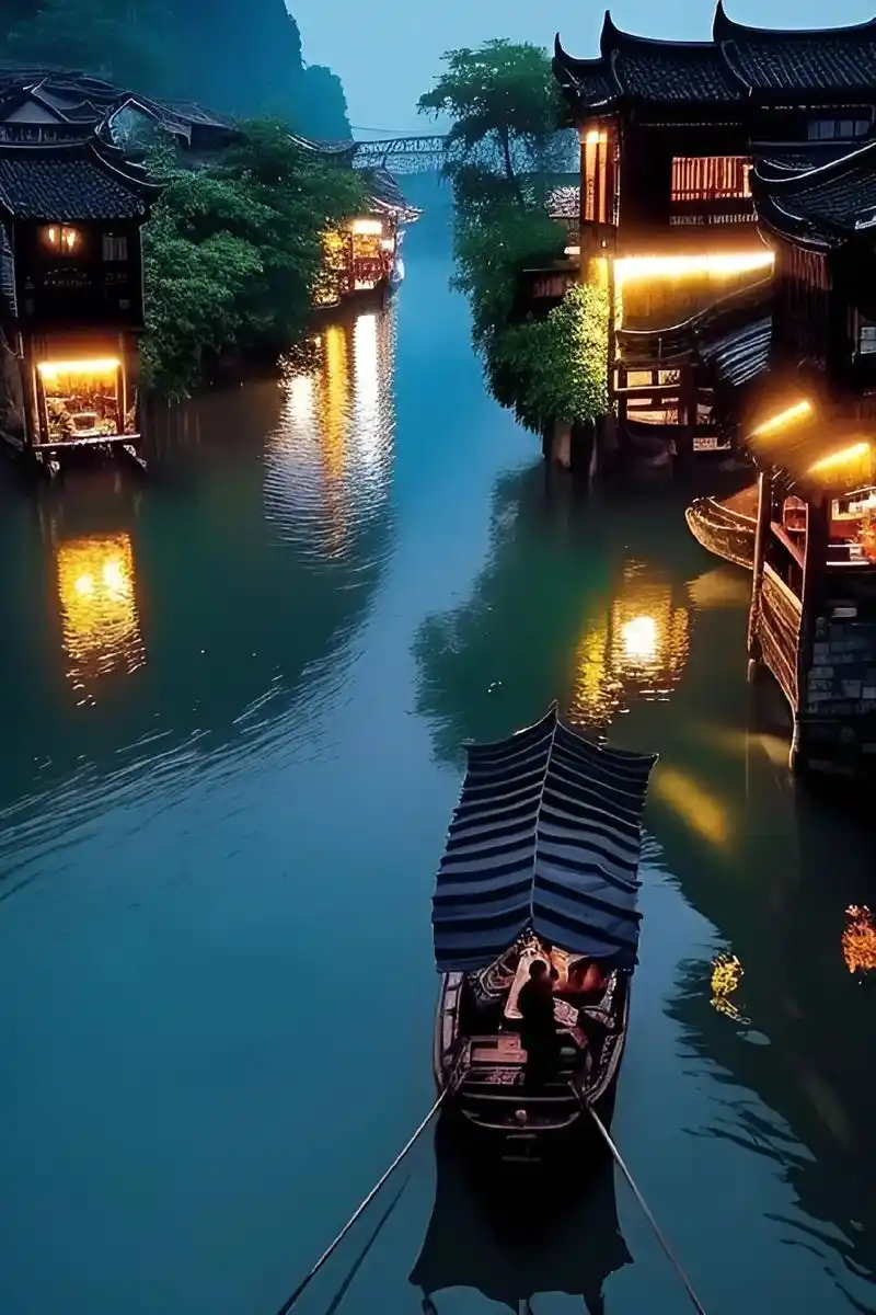 乌篷船是江南水乡的一道独特的风景线