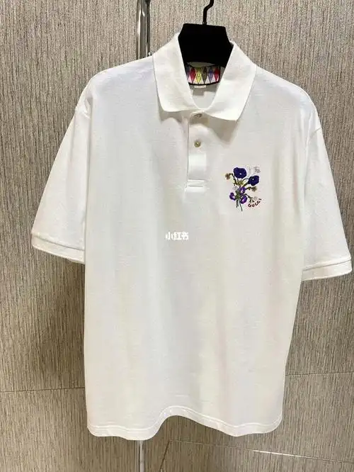 gucci 男士 花卉polo短袖 白色