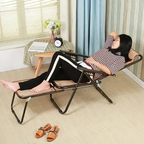 躺椅折叠午休家用老人夏天阳台乘凉午睡竹椅办公闪电客折叠靠背椅竹