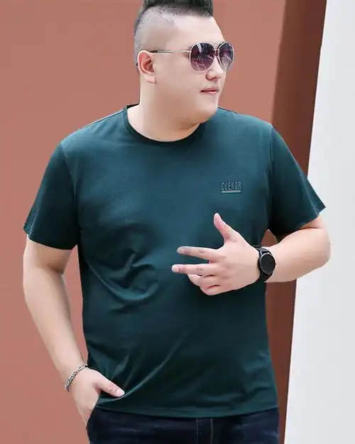 加大冰丝薄款夏季肥胖宽松圆领特大号潮针织墨绿66036xl适合240260斤