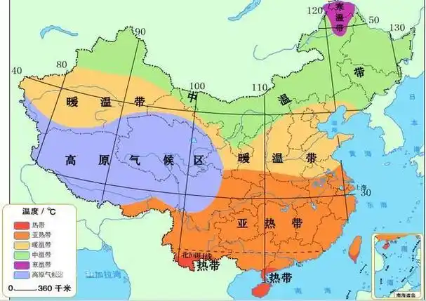 中国热量带分布图