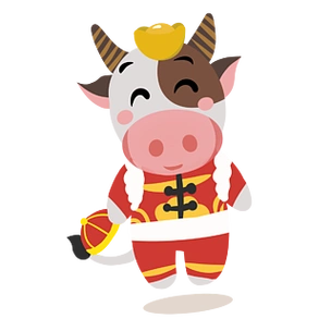 头顶元宝的可爱牛宝宝