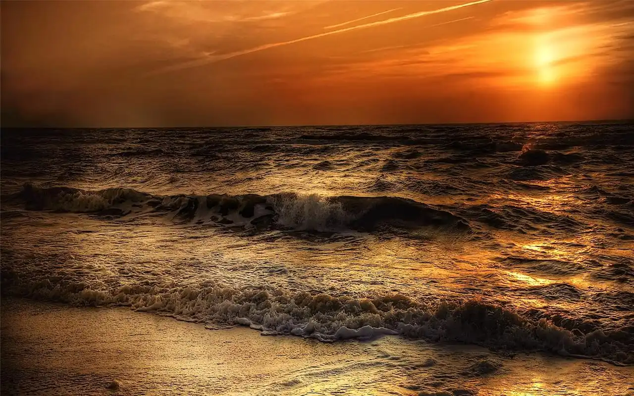 傍晚海滩唯美夕阳桌面壁纸,风景壁纸,海滩,夕阳,自然风光,壁纸,1920x