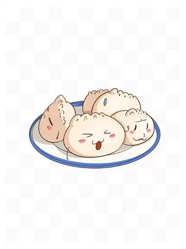 原创卡通可爱元素拟人饺子