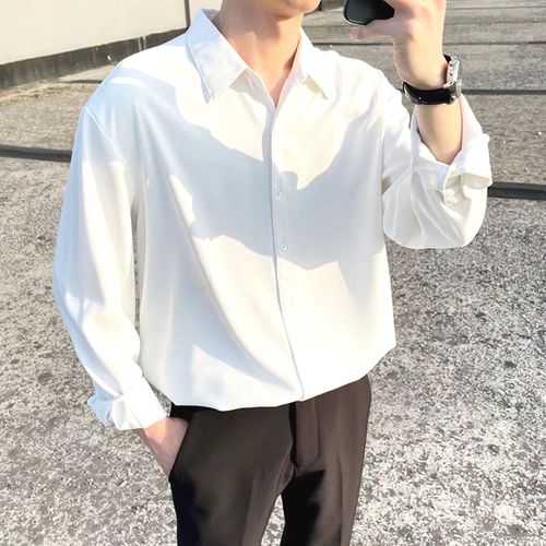 法式高级感白衬衫男轻熟风宽松长袖上衣西服内搭衬衣网红爆款寸衫