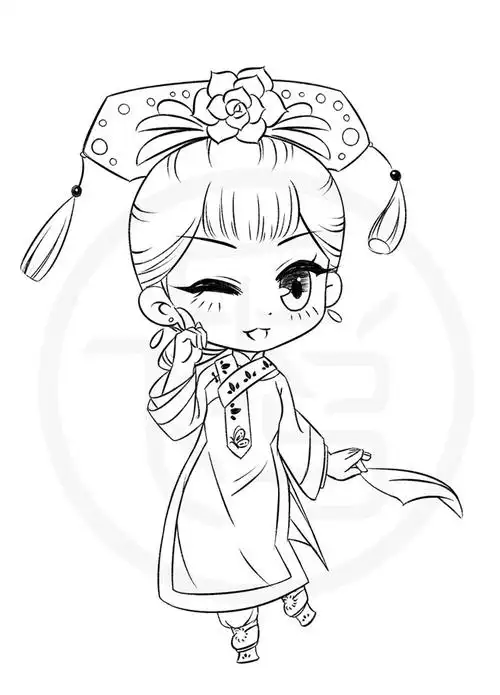 q版古风人物线稿出自上吧漫画达人必修课q版古风古风也能萌萌哒哟