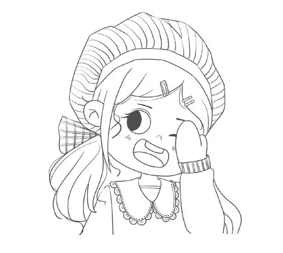 板绘线稿头像学习中女孩头像