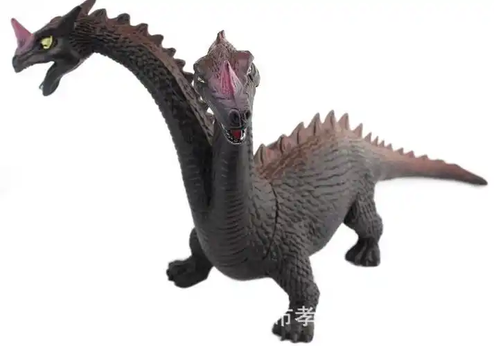 卡通双头龙模型仿真恐龙模型玩具发声塑胶恐龙模型摆件吉祥龙礼物
