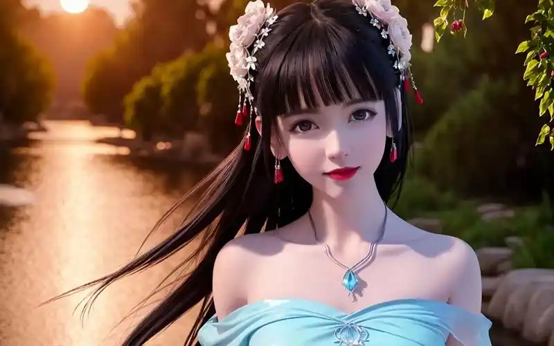 国漫女神4k高清壁纸,唯美时刻,夕阳余晖中九公主