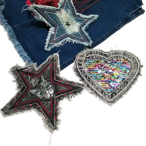 裤子图案牛仔裤膝盖刺绣大号补丁布贴