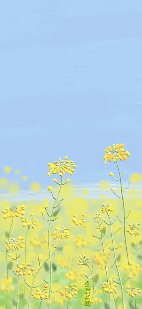 小清新春天野餐油画手机壁纸