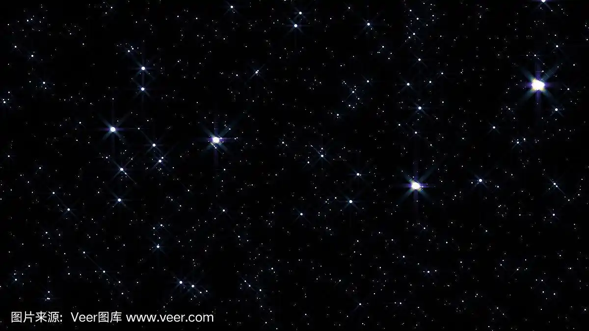 星星在黑色背景上闪闪发光的夜空