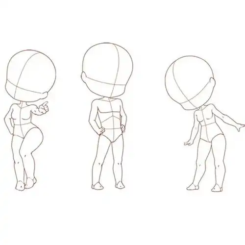 分享一组q版人体线稿素材