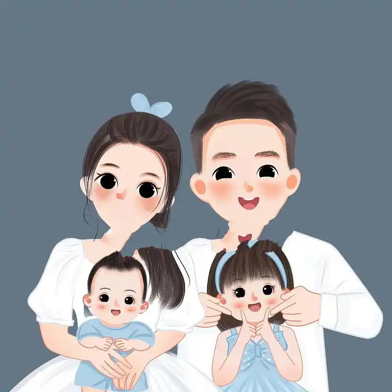 一家四口 姐弟 亲子头像分享