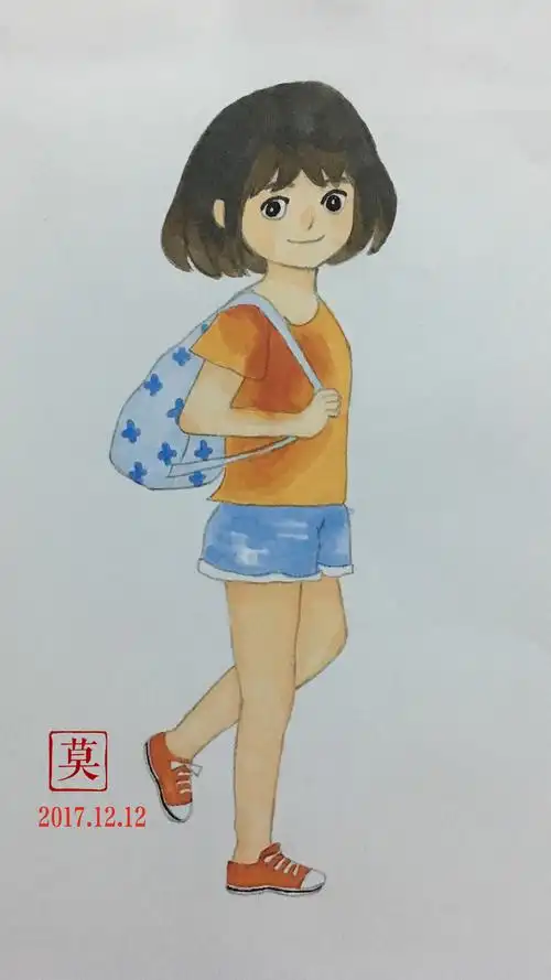我要学画画02背包侧面全身小女孩