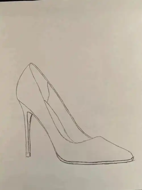 高跟鞋素描构图手绘
