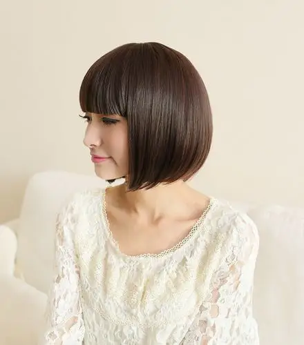 女生修饰脸型新款短直发假发蓬松齐刘海bobo头短发直发沙宣假发套