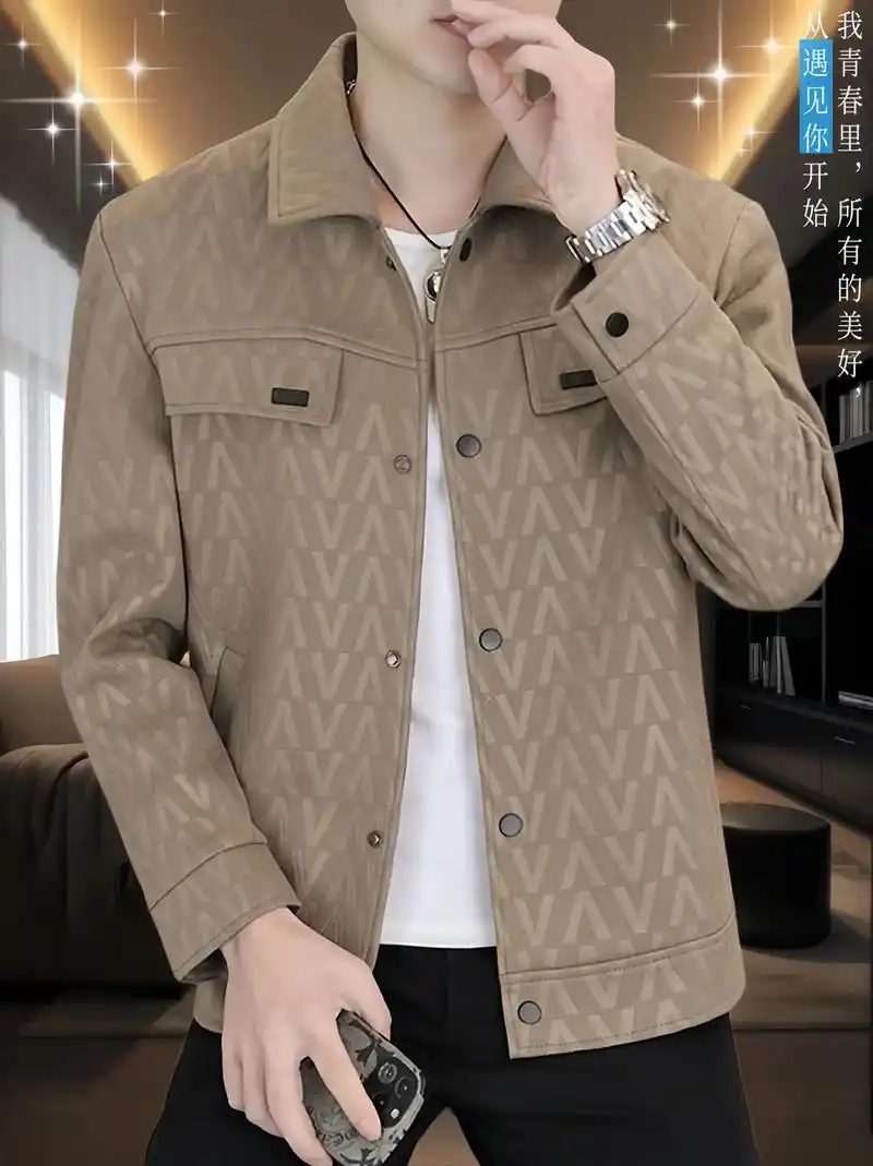 男士高档夹克春秋款翻领休闲时尚品质上衣.