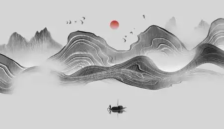 抽象水墨山水画 黑白