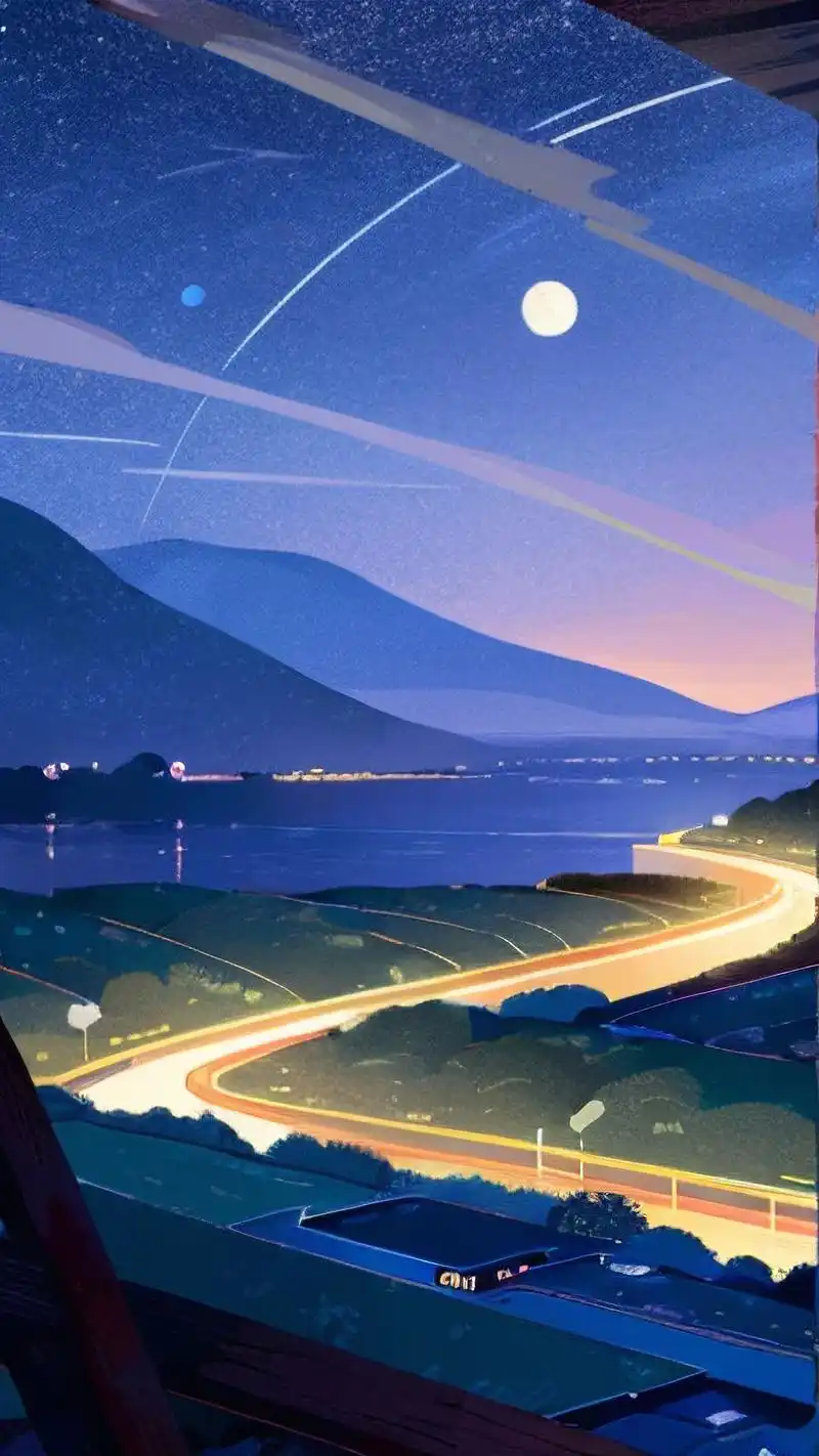 深蓝色手机壁纸,月亮与星空交织的美景90