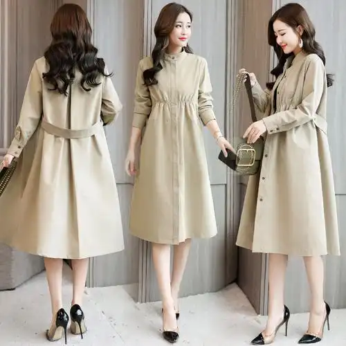 女士秋装新品女装韩版宽松显瘦时尚中长款风衣休闲百搭薄款外套潮