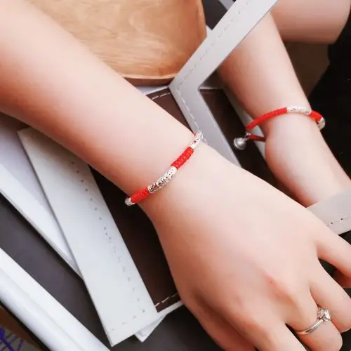 【佰鑫】时尚简约花铃手编绳手链女款简约学生红色铃铛手绳本命年