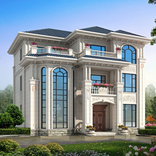 342新款大气豪华欧式别墅设计图纸三层农村自建房洋房全套施工图