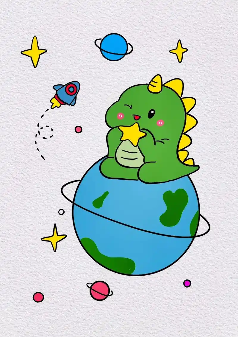 恐龙儿童画,卡通画.#创作灵感 简单可爱的小恐龙0304,创 - 抖音