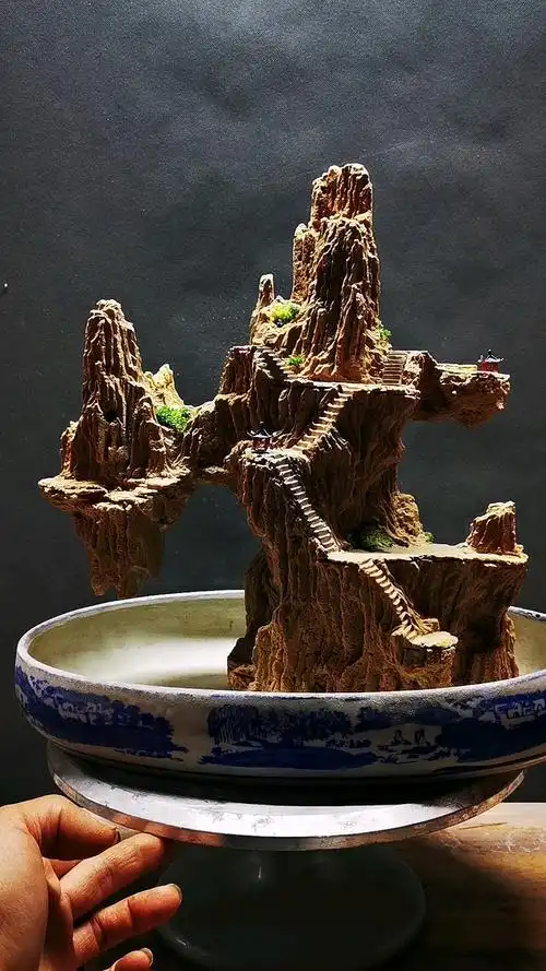 吸水石假山盆景新作欣赏十四-度小视