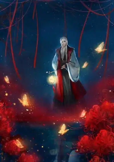 古风红衣彼岸花男子